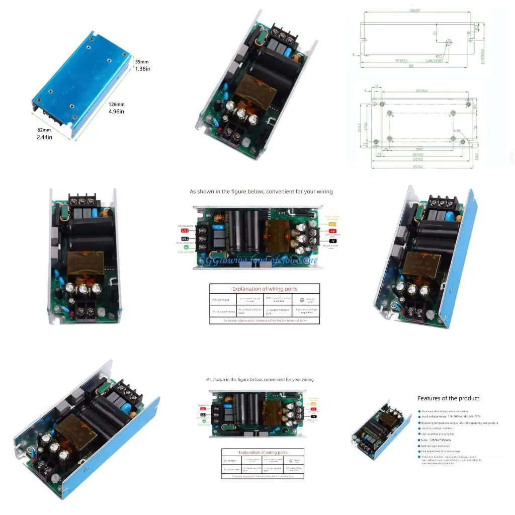 H9EB Industrial DC24V 5A Modul Catu Daya Power AC220V ke DC24V Converter Module Board Ukuran Compact