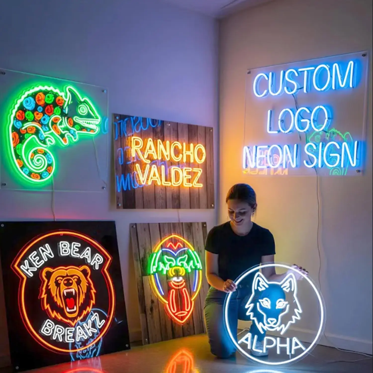 

Custom Neon Sign Logo, LED Shop Name Picture Logo Signs Personalized for Business Home Decor, Customizable with UV Printed