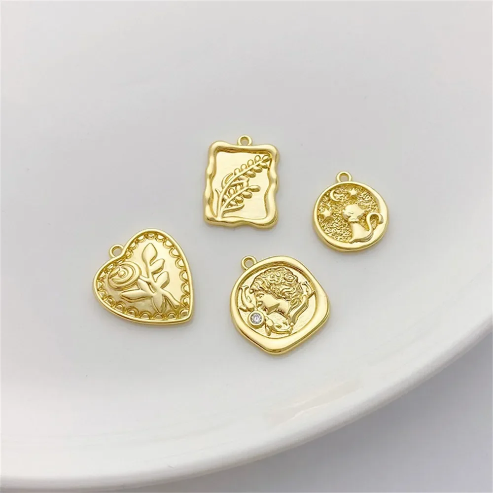 

14K Gold-plated Peach Rose Charm Pendant DIY Jewelry Supplies Beads for Necklace Bracelet Craft Accessories