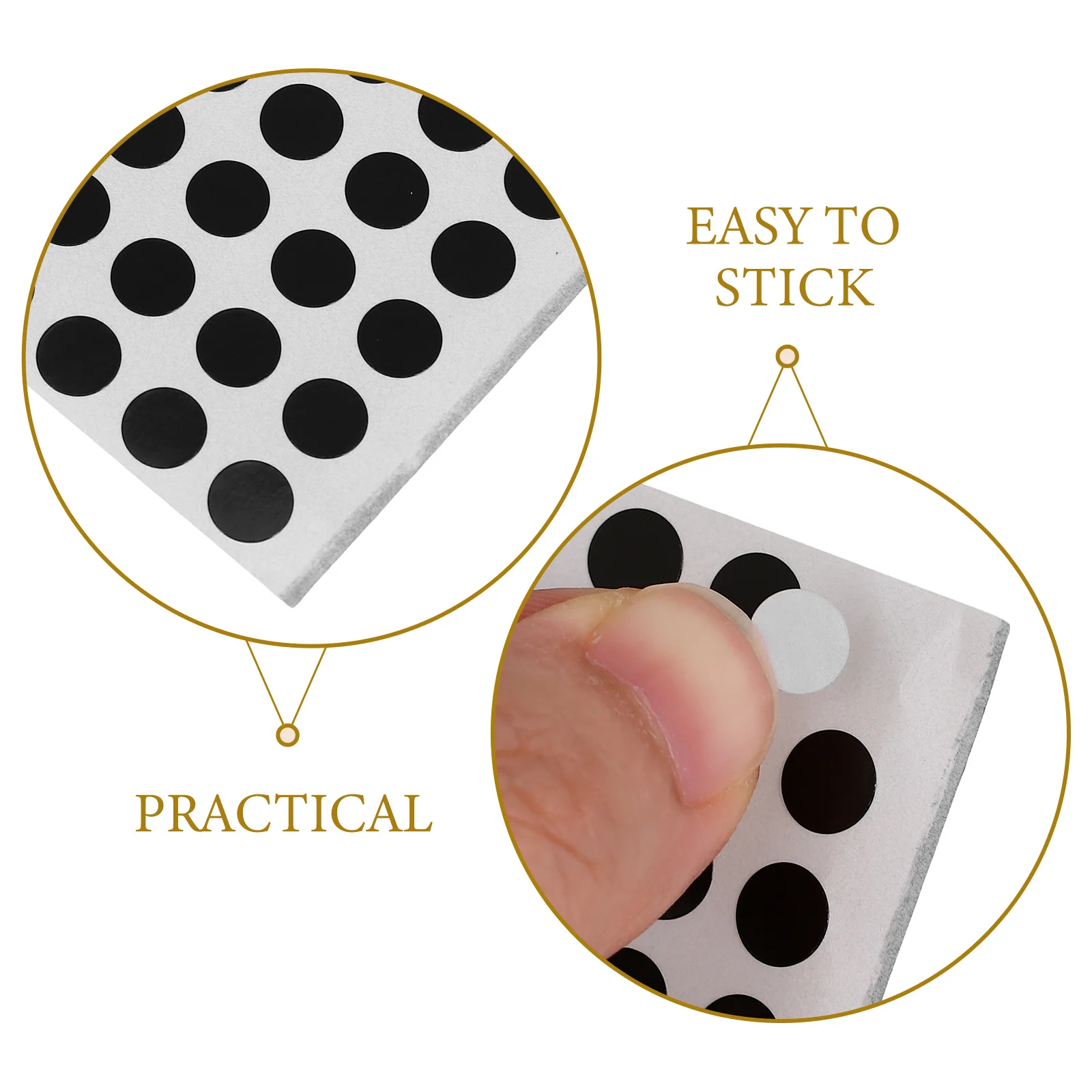 

10 Sheets Round Stickers Label Decorative Color Coding Dot Double Sided Black Colored Dots Office