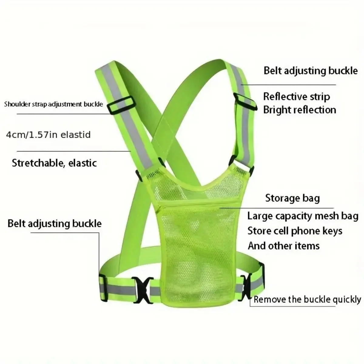 Reflective Safety Vests Lightweight Adjustable Elastic Vest Jacket Hi Vis Reflective Strips for Traffic Control Running Cycling