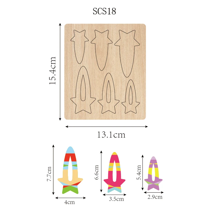 Star Hairpin Wooden Cutting Knife Die, Used with the Machine, SCS18