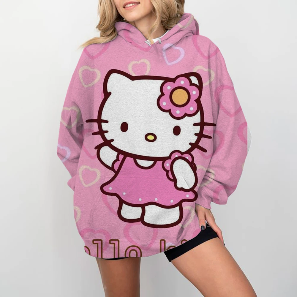 MINISO Couple Hoodies Fashion Coulomi Hello Kitty 3D Print Hoodie Men Women Fashion Casual Sport Sweatshirts Pullovers Hooded