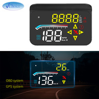 OBD+GPS M17 HUD Digital Car Head Up Display RPM Speedometer Smart Gauge Water Temperature Battery Voltage With Overspeed Alarm