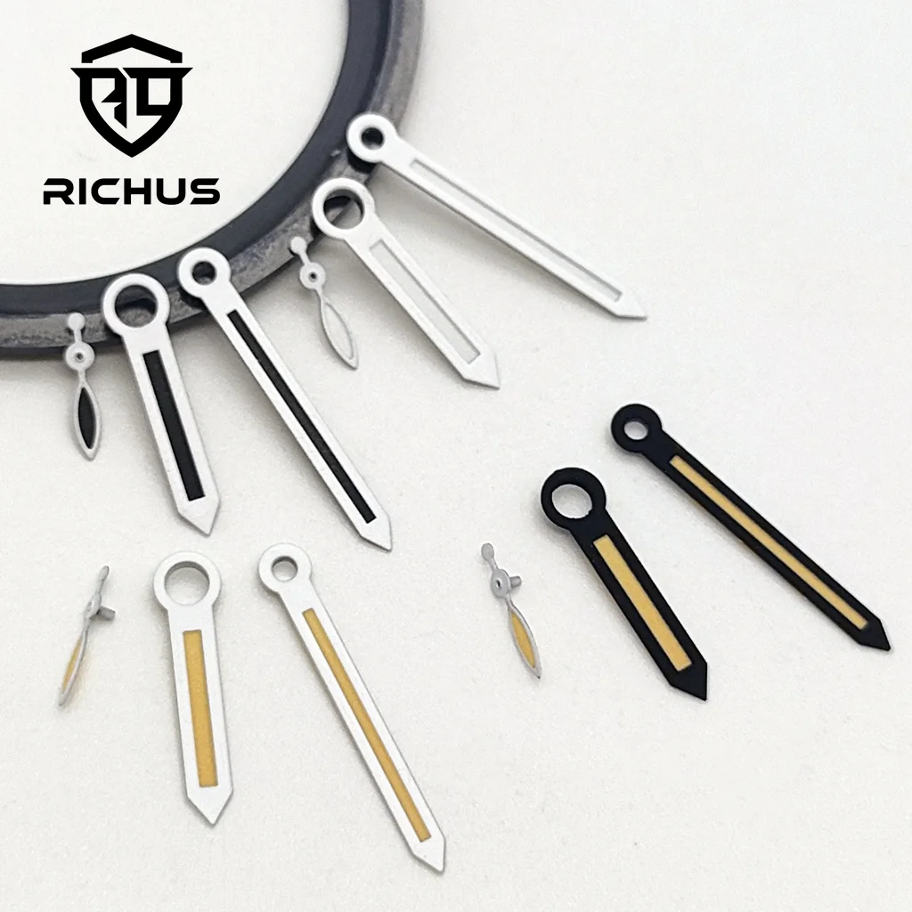 RICHUS 6497 Lancette dell'orologio Nero Bianco Lancette dell'orologio Verde Luminoso Fit ETA6497 6498 ST3600 3620 Movimento Accessori per orologi