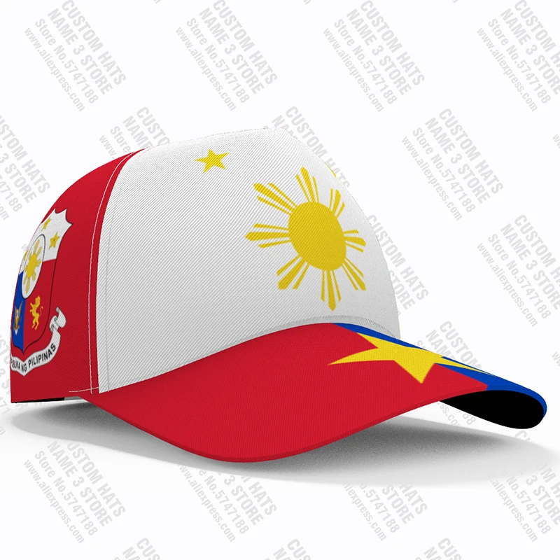 Philippines Youth Diy Free Custom Name Number Phl Hat Nation Flag Ph Republic Pilipinas Filipino Print Photo Text Baseball Cap