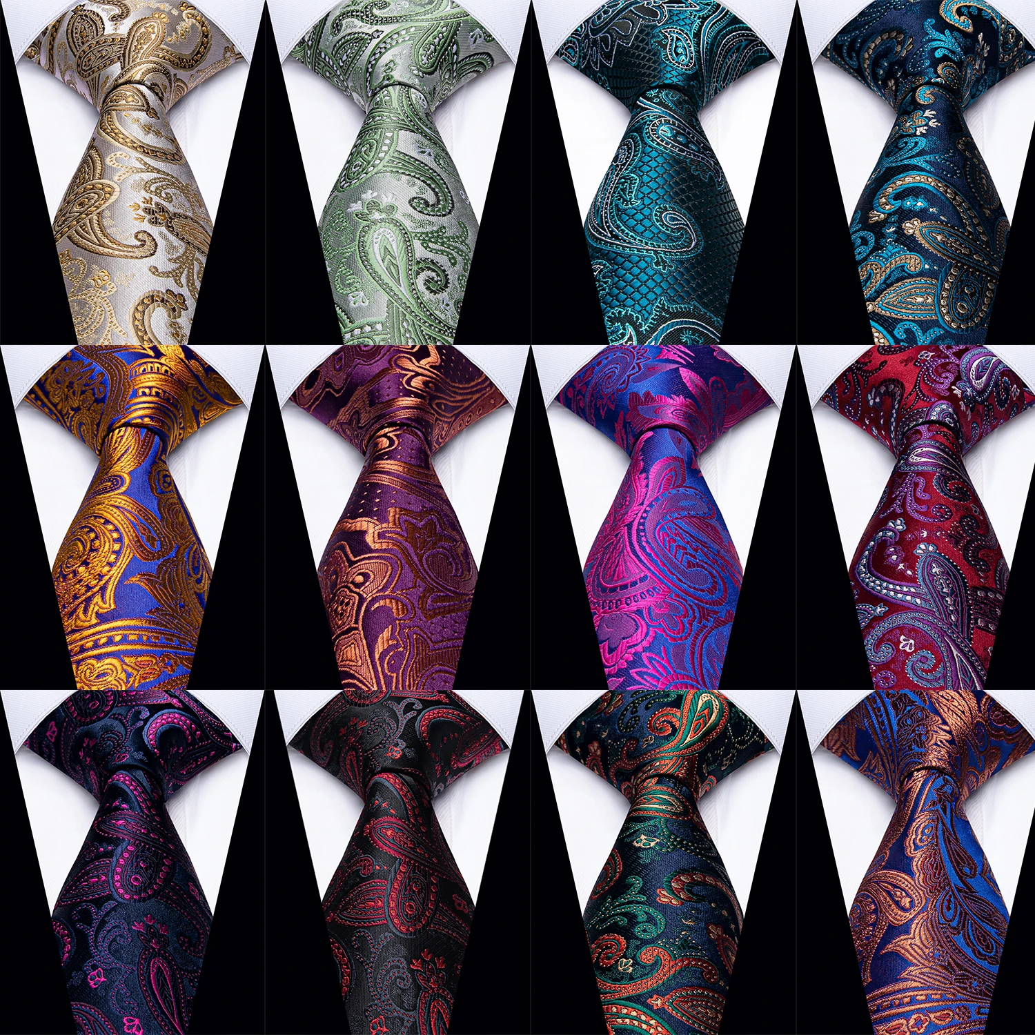 Paisley Pattern Mens Necktie, Premium Formal Tie for Groom Wedding Business Conference Dinner Party