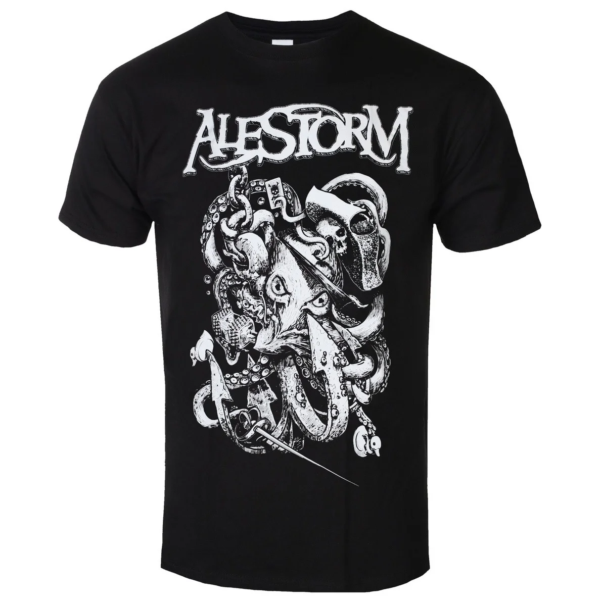 Alestorm Kraken Octopus Pirate Graphic Print T Shirt, Vintage Dark Sea Monster Pattern Tee, Unisex Casual Top For Metal Music