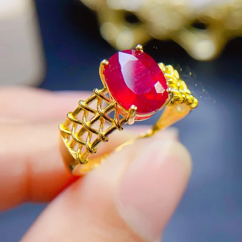 Natural Ruby Rings for women silver 925 jewelry luxury gem stones 18k gold plated free shiping items