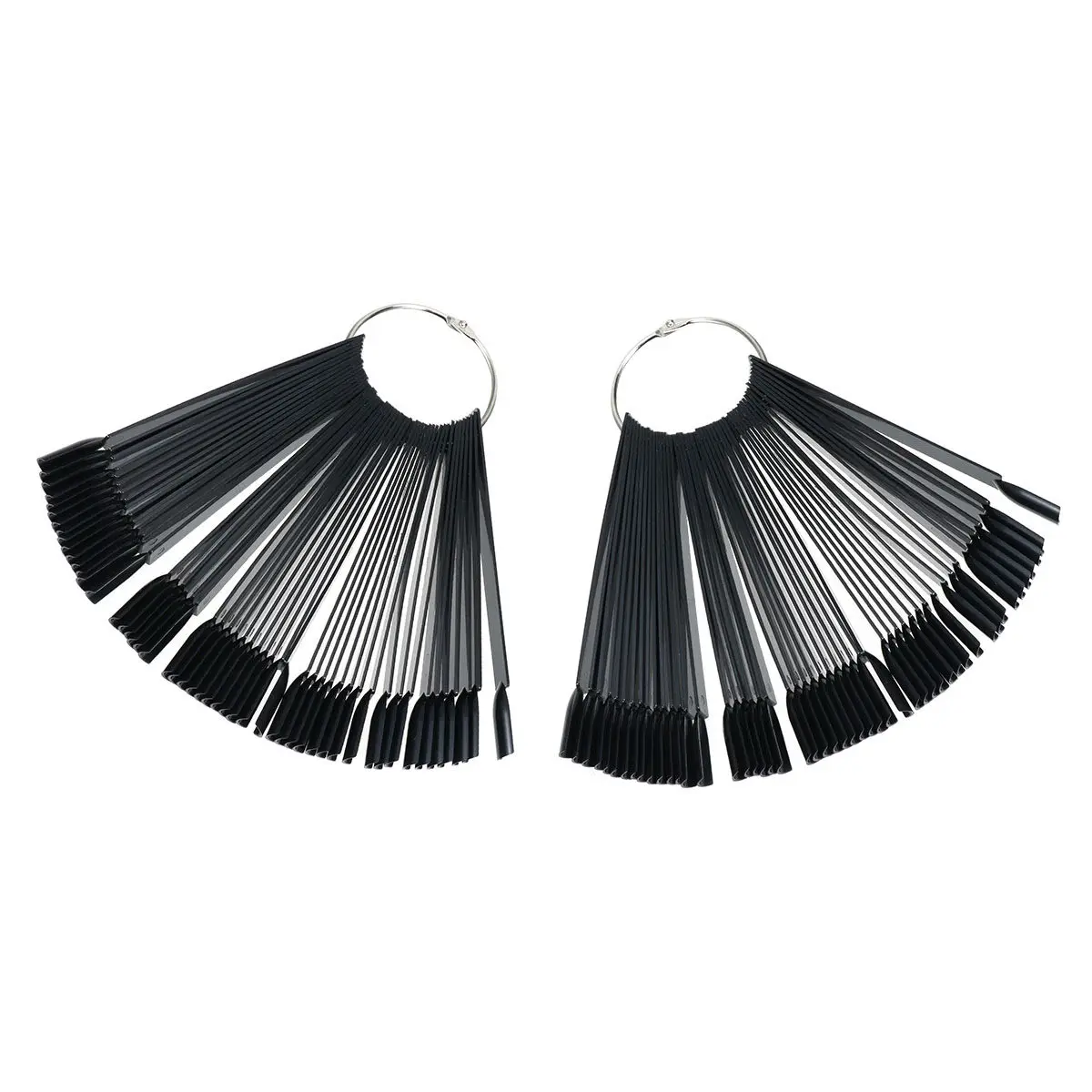 2Pcs Nail Polish Color Fan Shaped Nail Art Display Stick Practice Chart Gel False Tips Plastic Smooth Shelf Black