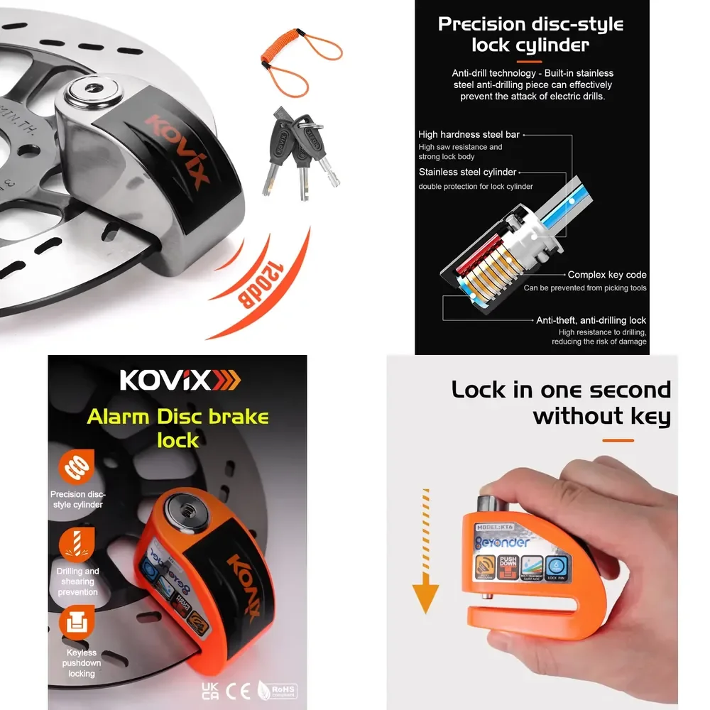 New Image Motorcycle Lock Disc Brake Motorcycle Lock With Loud Alarm Anti-Theft Security for Motorcycles