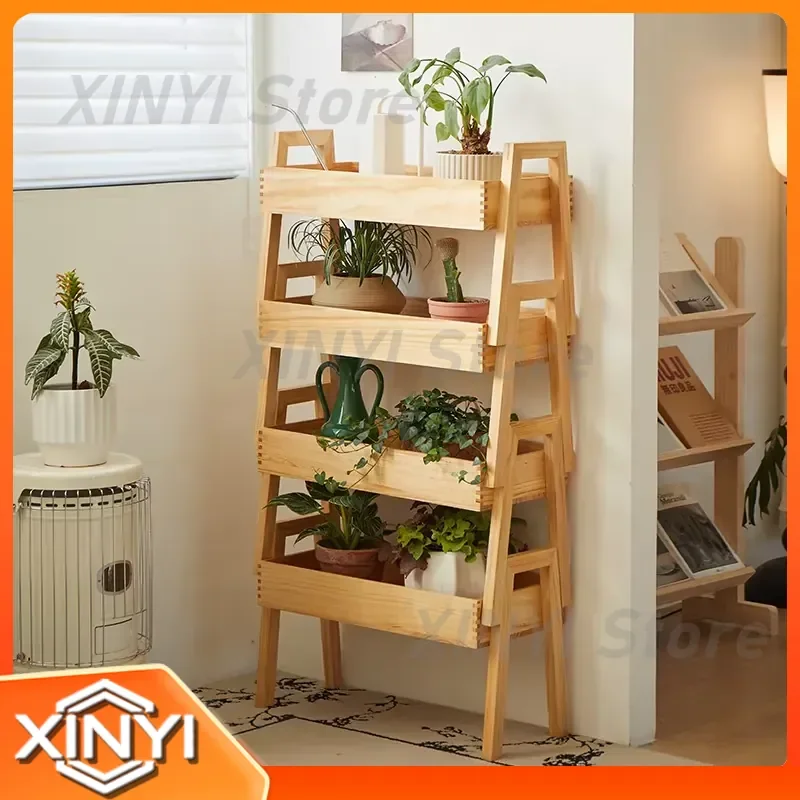Indoor Plant Shelf for Living Room Balcony Floor to Ceiling Solid Wood Flower Stand Multi Layer Pot Rack Simple Modern Home