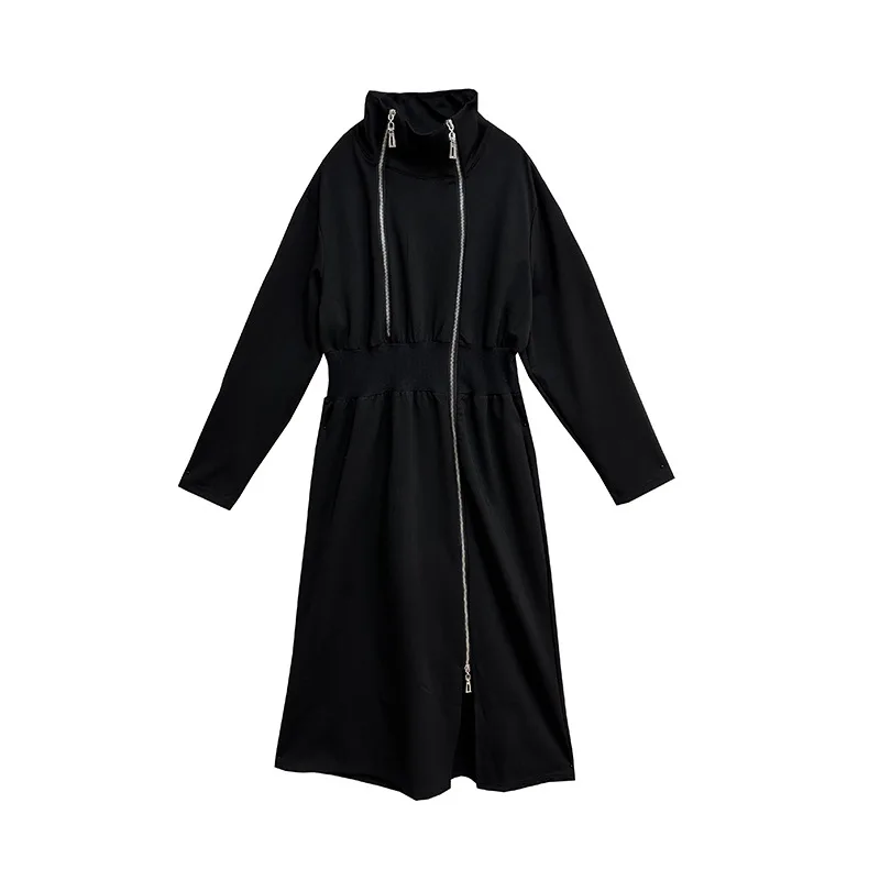 NYFS 2025 ربيع جديد فساتين امرأة Vestidos رداء Elbise فضفاض حجم كبير تشديد الخصر المرقعة سستة شق فستان طويل #6