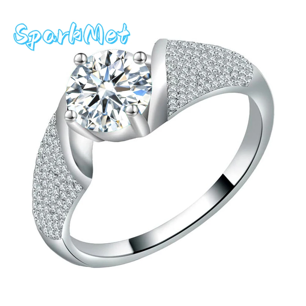 

Кольцо SparkMet из 100% бирюзового муассанита, 1 карат с сертификатом, пройденный тест на бриллианты, серебро S925, женские ювелирные изделия, подарок на годовщину