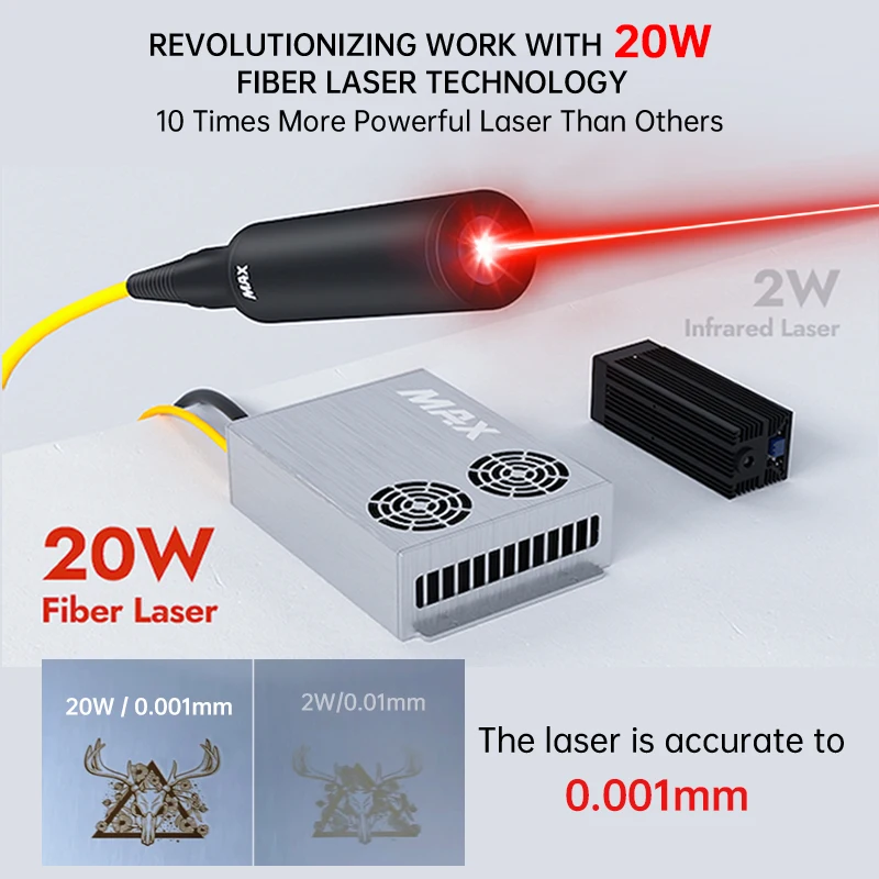 20W Portable Fiber Laser Marking Machine With Rotary C2 High-Precision Metal Nameplate Engraver Gold Silver Engraving