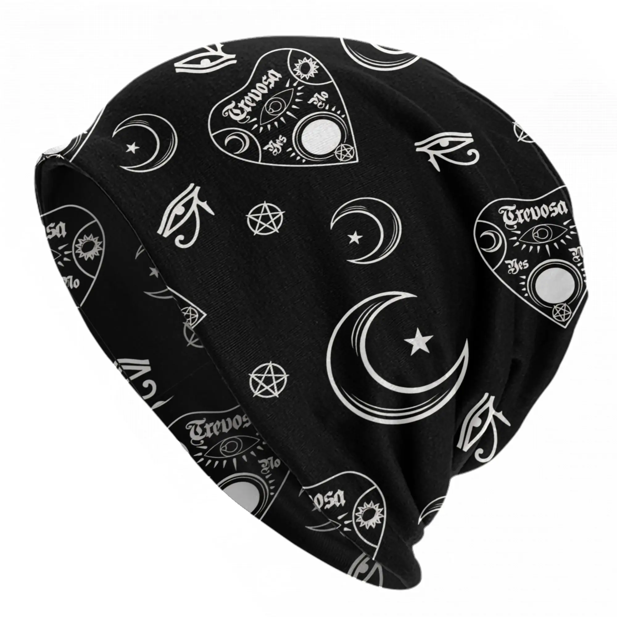 Ouija Board Bonnet Hats Autumn Winter Street Skullies Beanies Hats Demon Eye Moon for Men Women Warm Multifunction Caps