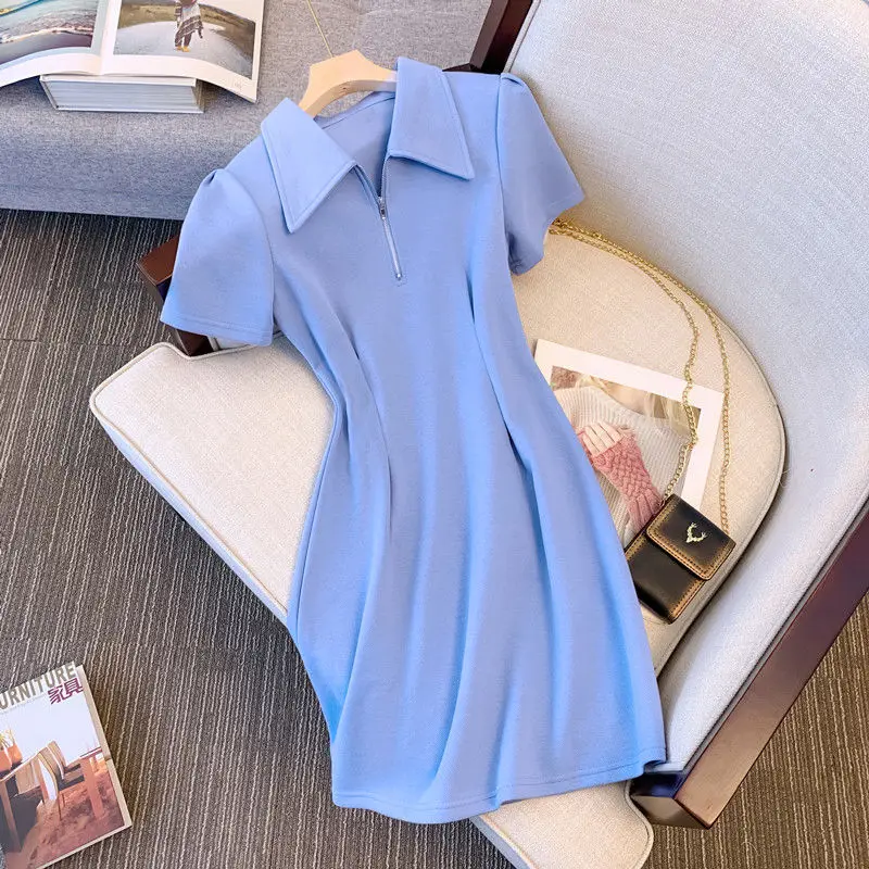 Polo dress female summer niche design the new 2022 to receive A word skirt waist temperament show thin little leisure платье y2k