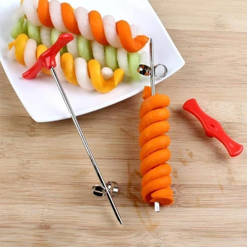 Potato Carrot Cucumber Spiral Vegetable Cutter Slicer Manual Roller French Fry Cutter Making Twist Shredder Grater Kitchen Tools