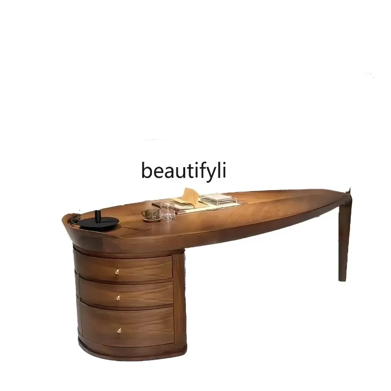 A8076  New Chinese walnut tea table thickened living room light luxury modern villa office tea table