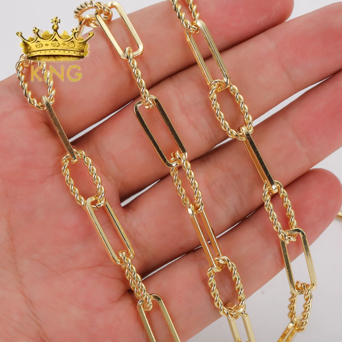 Hochwertige trend ige Kette für DIY Halskette ovale Form Seil große Glieder Kupfer Messing Choker Armbänder für die Schmuck herstellung