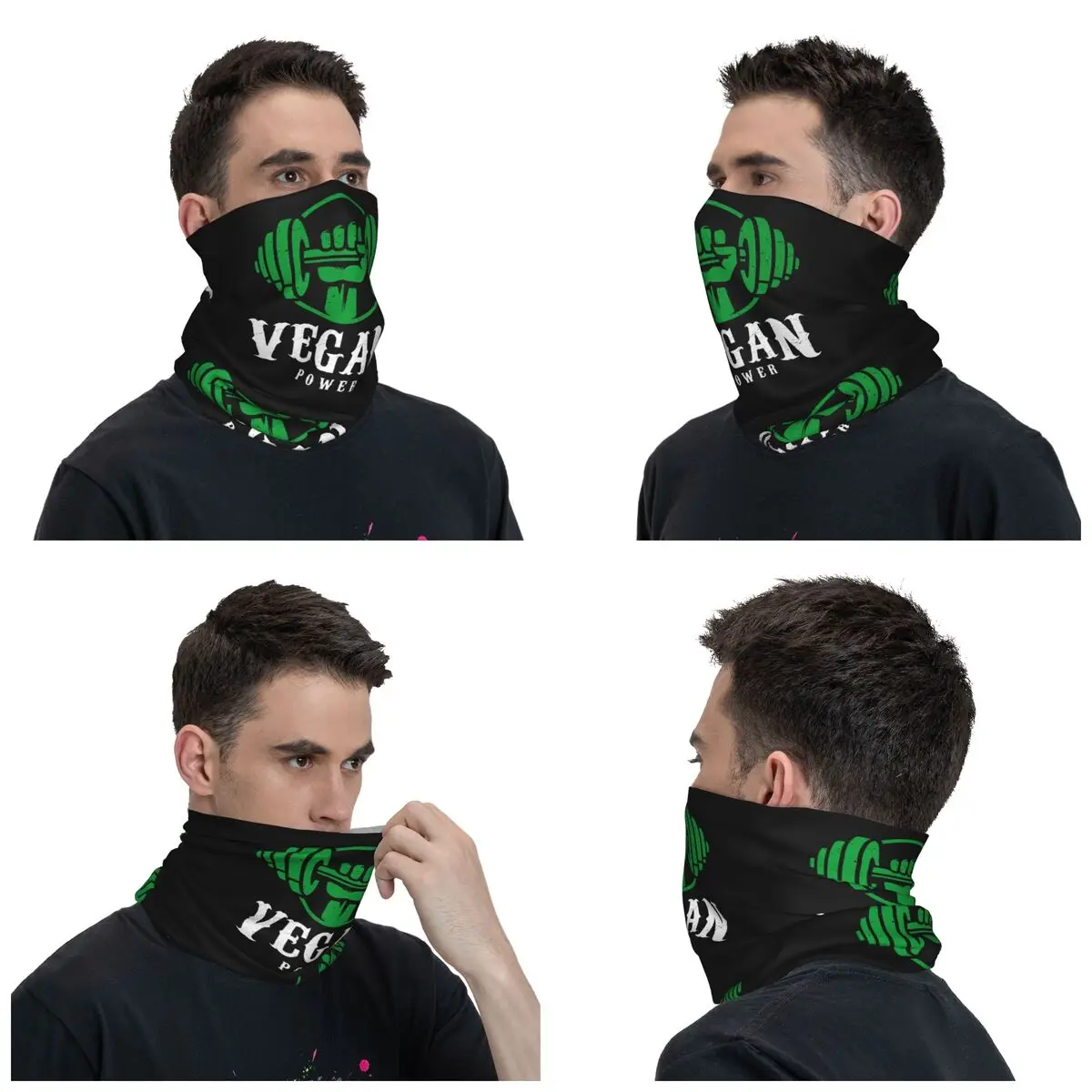 Vegan Power Bandana Neck Warmer Men Women Winter Ski Tube Scarf Gaiter Powered By Plants Face Cover