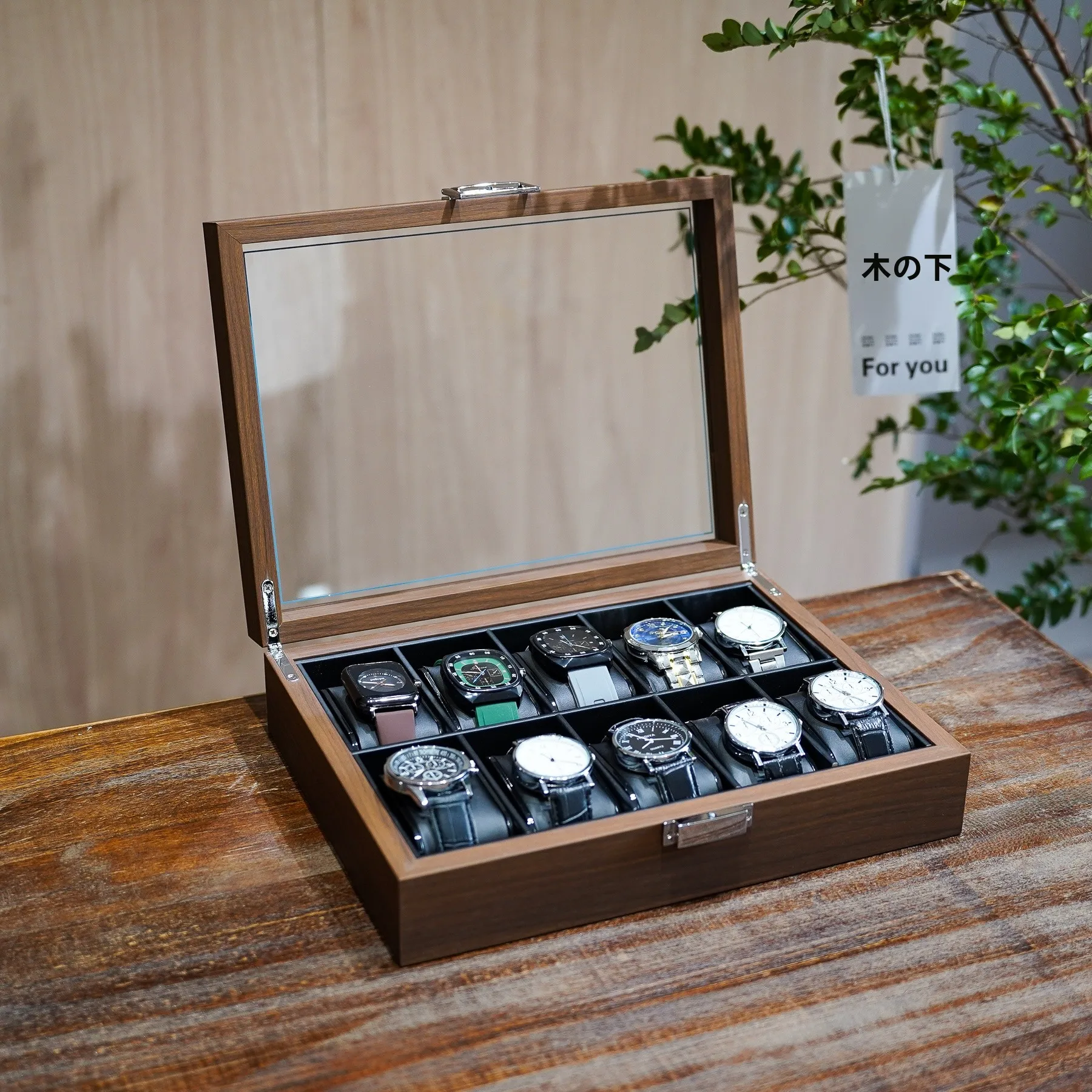 caja-de-almacenamiento-transparente-para-relojes-textura-de-nogal-10-rejillas-a-prueba-de-polvo-organizador-de-relojes-electronicos-estuche-para-regalos-para-adultos