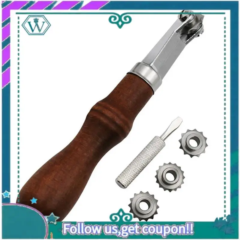 

AA92-Spacing Wheel Set DIY Handmade Leather Tools Scribing Wheel Tracing Point Spacing Wheel Leather Punching Wheel Silver & Bro