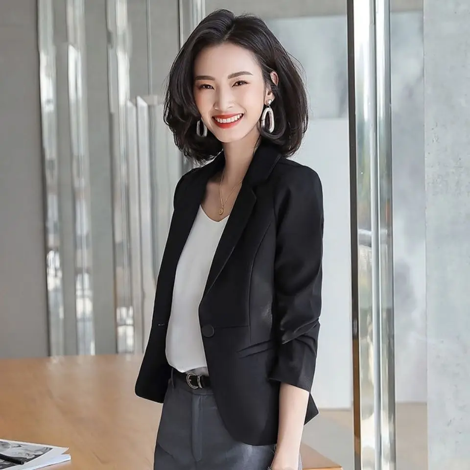 Black Short Latest Fashion Jacket Woman Spring Women\'s Blazer Suits Tailoring Clothing Blazers Trend Casual Coat High Quality