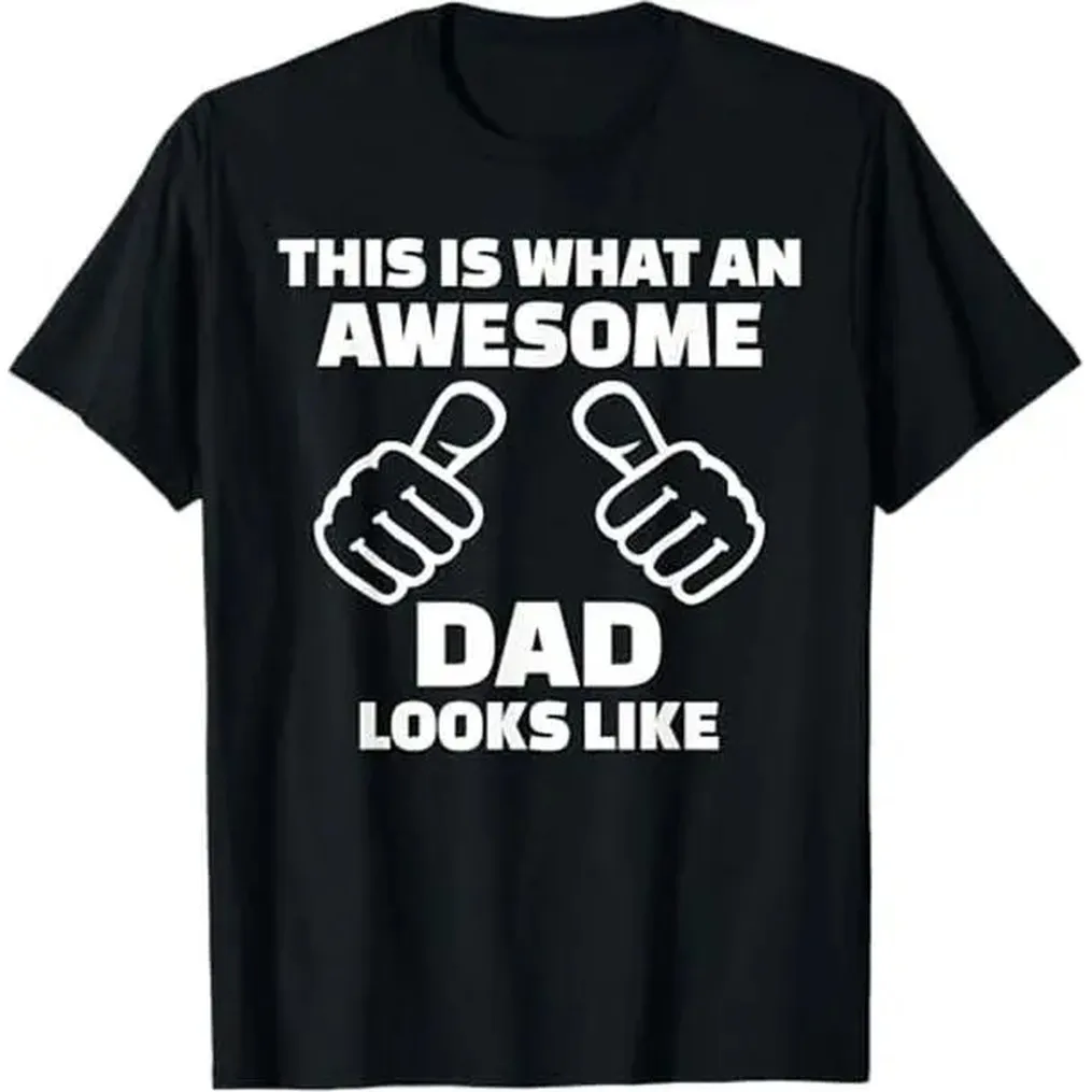 Vintage Style This Is What An Awesome Dad Looks Like Graphic T‑Shirt Funny Dad Print Unisex Fathers Day Gift Cotton Short Sleeve Tops Men Daddy Present