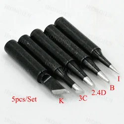 5pcs/set I+B+K+2.4D+3C Soldering Iron Tips for 900M 936 937 938 969 8586 852D Electric Soldering Iron Copper Welding Tips Black