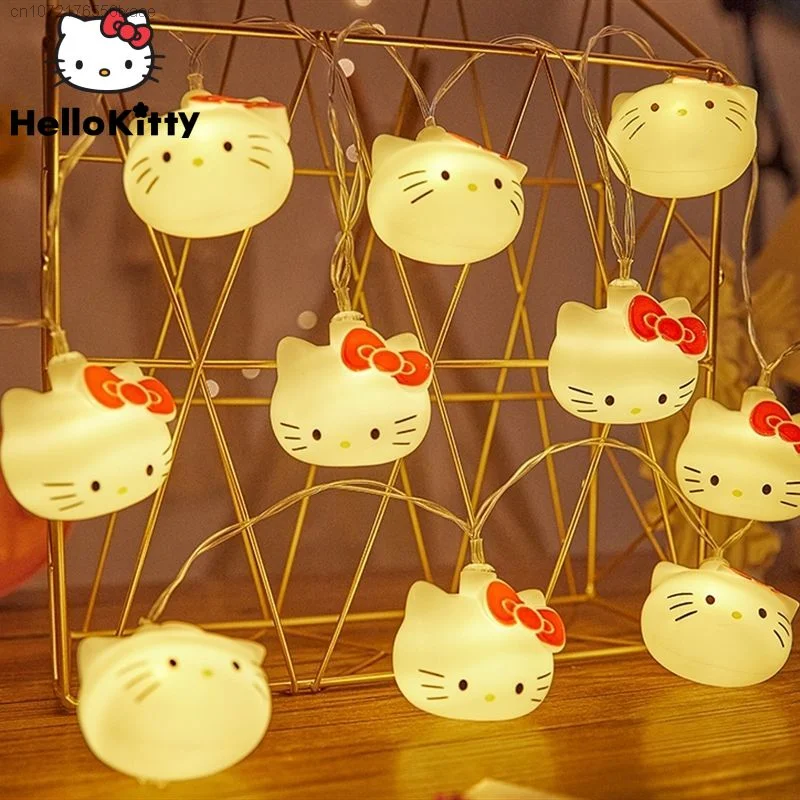 Sanrio Hello Kitty Light Strings Indoor Y2k Girls Room Decoration Cartoon Atmosphere Small Night Lights Party Accessories Lamp