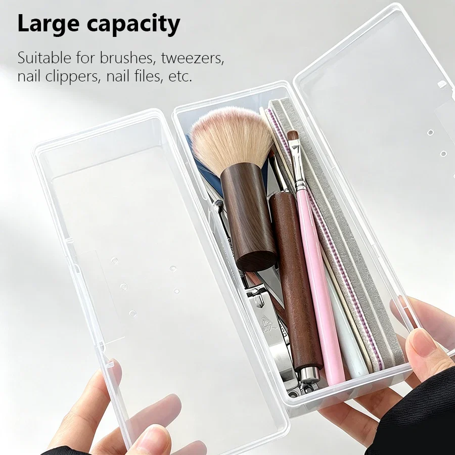 Nail Art Tool Storage Box, Manicure Organizer Case for Nail Supplies, Portable Container for Brushes, Files & Accessories