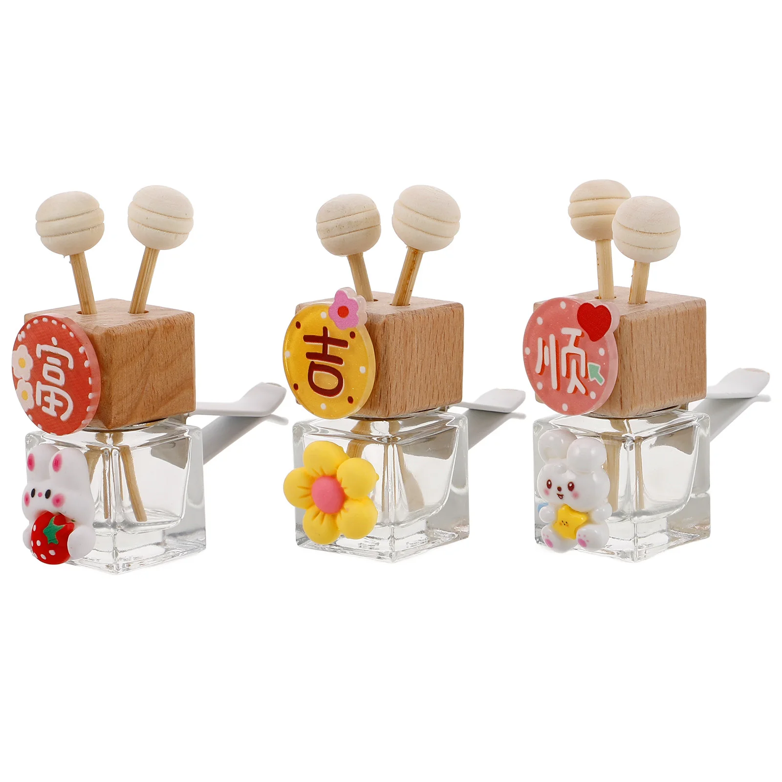 

3Pcs Car Perfume Diffuser Bottle Empty Refillable Essential Oil Glass Bottle Vent Clip Car Air Freshener Scent