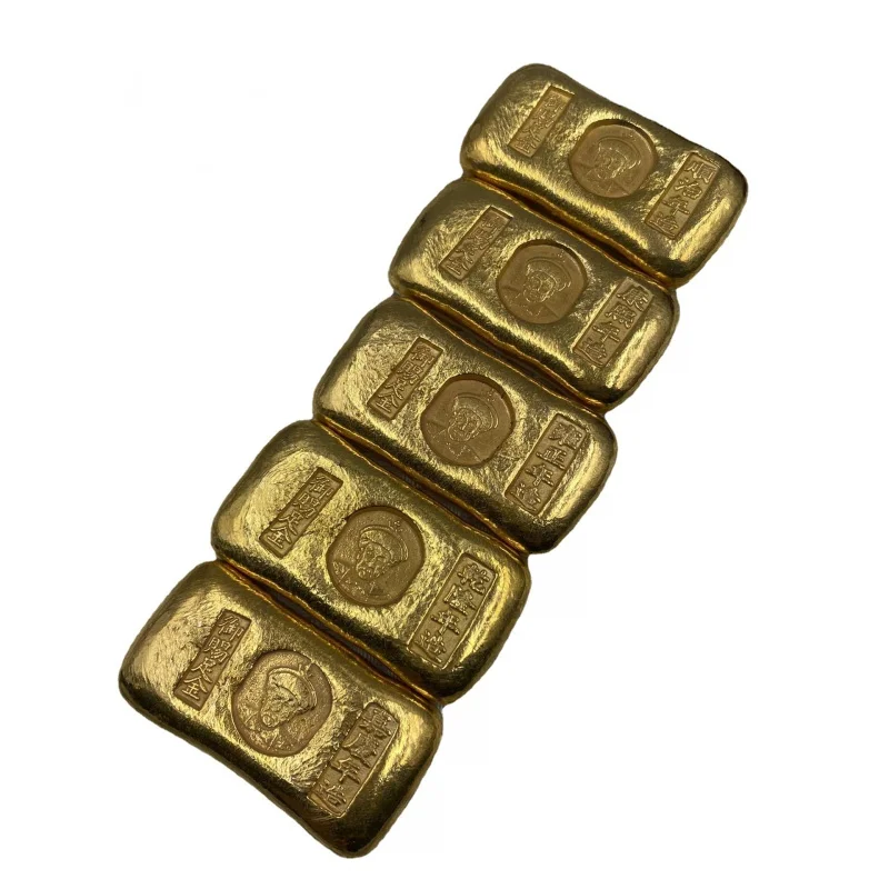 Antique Gold Ingot Pure Copper Gold Plated Gold Ingot Shunzhi Jiaqing Qianlong Yongzheng Jiaqing Five Emperors Gold Ingot before