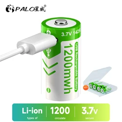 PALO 2-20pcs 3.7V LS14250 ER14250 1/2 AA Lithium ion Battery USB Fast Charge 14250 Li-Ion Batteries for PLC CNC Water Meter