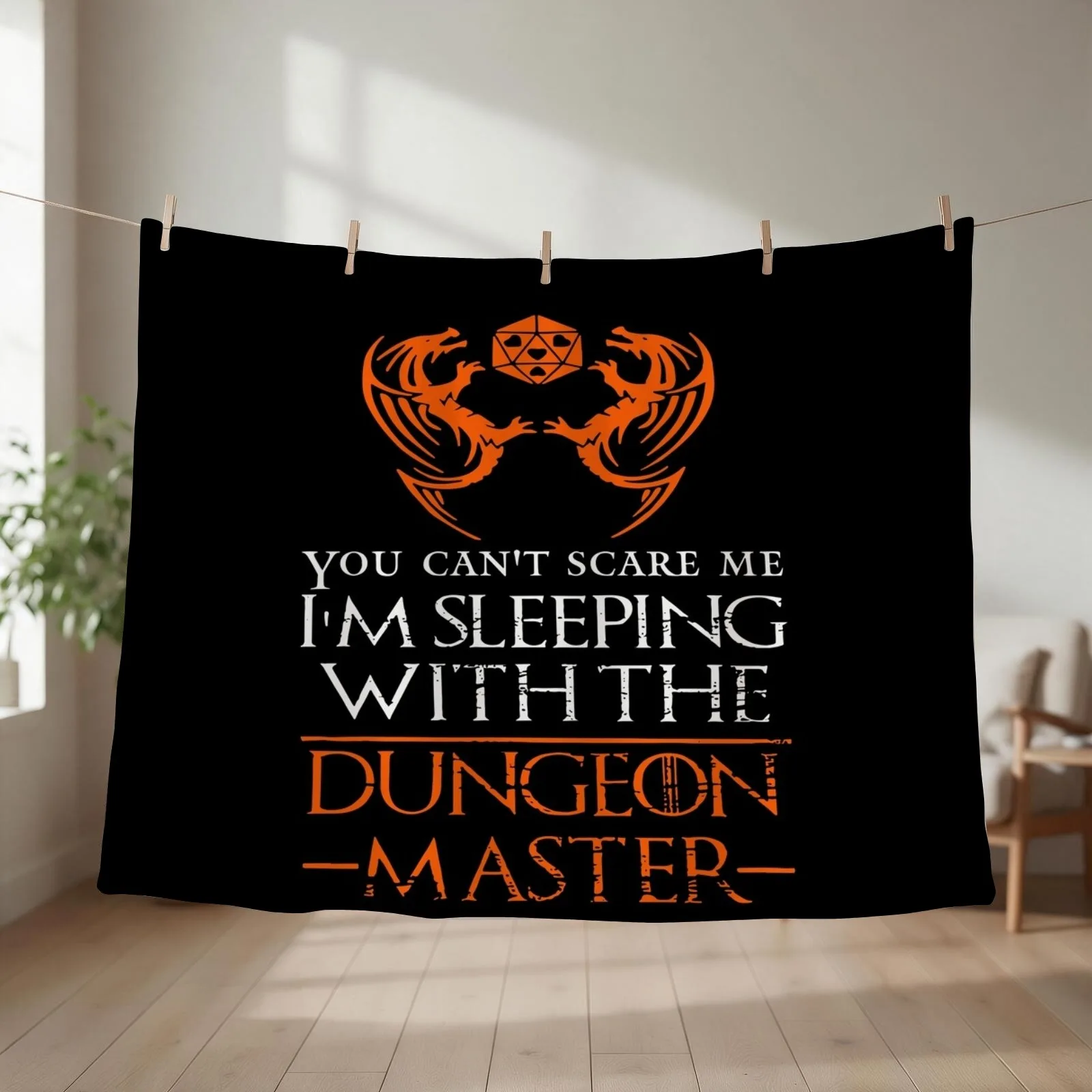 You can't scare me I'm sleeping with the dungeon master Throw Blanket couch cozy soft plush fuzzy picnic outdoor blanket