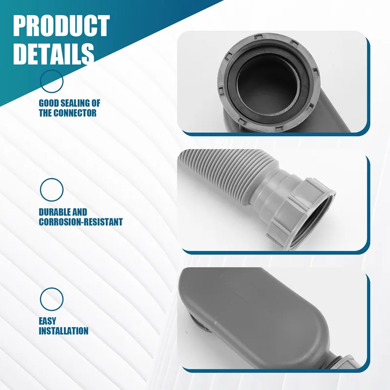●Low Profile 1 1/2 P Trap Flexible Bathtub Shower Drain Pipe Flat P Trap Free Standing Tub Drain For Bath Bathtub Drain