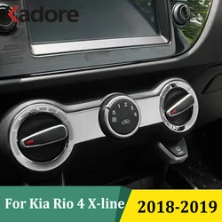 For Kia Rio 4 X-line 2018 2019 Stainless Steel Air Conditioning Adjustment Switch Cover Trim Sticker Interior Accessories