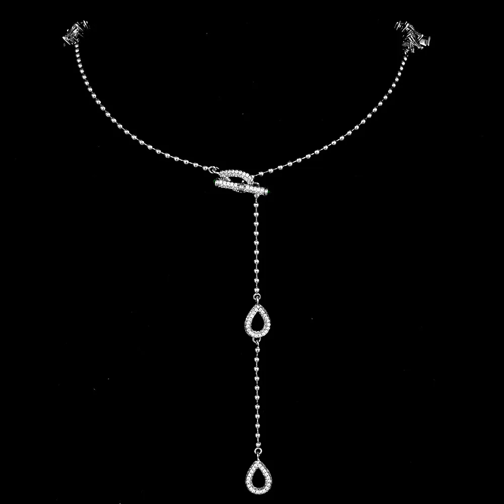 S925 Silver Dingdong Clear Spring Water Droplet Shape 7 * 11 White 2 Carat High Carbon Diamond Luxury Necklace 36+3+3cm
