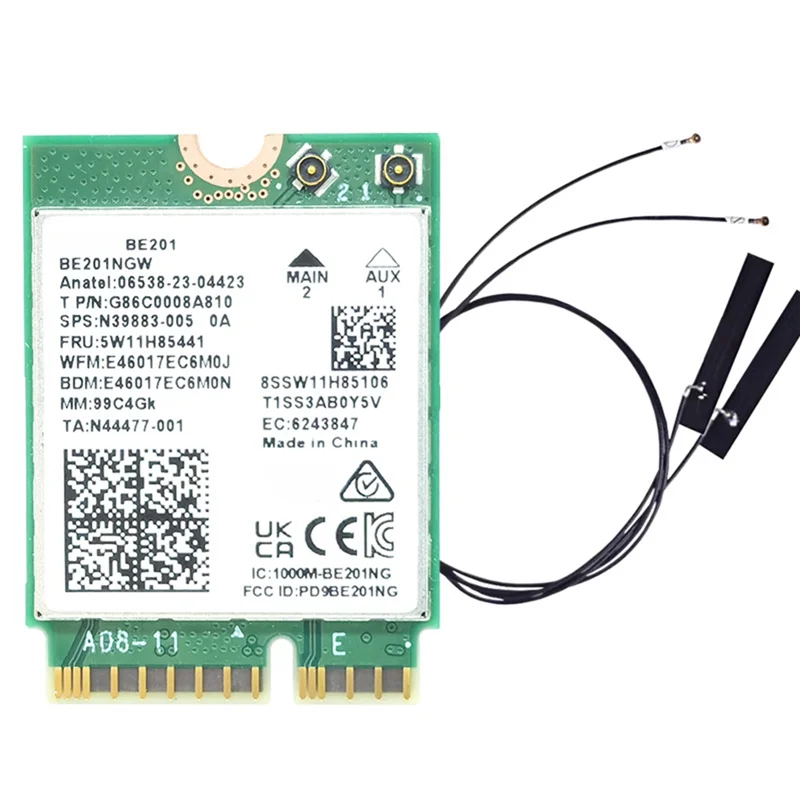 

Exquisite-BE201 BE201NGW WIFI7 Card M. 2 Cnvio3 Wireless WIFI Module 8774Mbps Tri-Band BT5.4 For Windows 10/11 64-Bit With Anten
