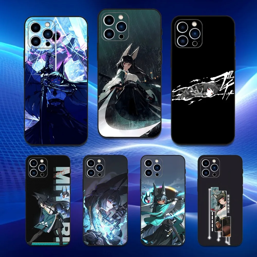 حافظة هاتف H-Hoshimi M-Miyabi ZZZ لهاتف iPhone 16,15,14,13,12,11 Plus,Pro Max,XS,X,XR,SE,Mini,8,7,غطاء أسود من السيليكون الناعم