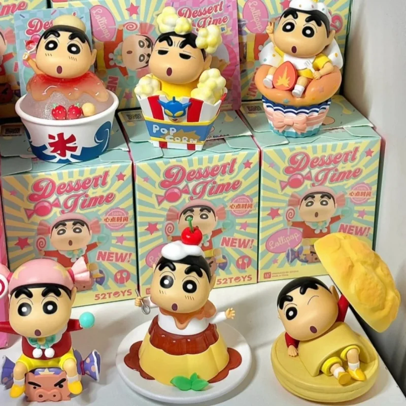 새로운 크레용 신짱 디저트 타임 시리즈 랜덤박스 장난감 귀여운 애니메이션 액션 피규어 까이샤 카하 서프라이즈 미스터리 박스 인형 소녀 선물