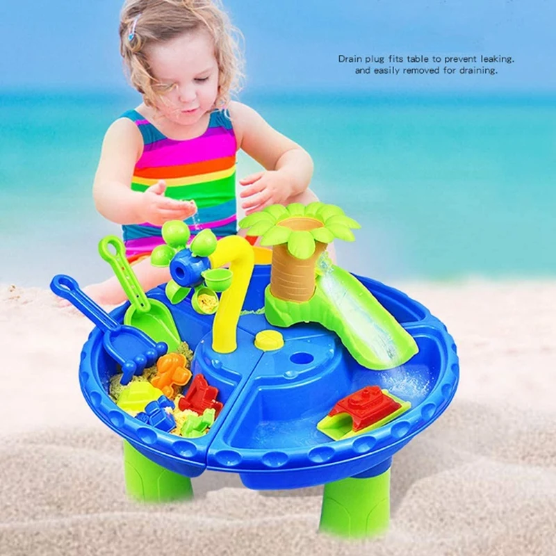 

HOT-Children's Beach Toy Set Play Sand Toys Kids Summer Beach Table Baby Water Sand Digging Tools For Seaside Swimming Pool