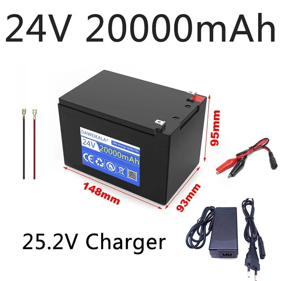 New 24V 20Ah 18650  LiFePo4 Lithium Battery Pack Built-in 30A BMS for Electric cars, electric bicycles, electric boats