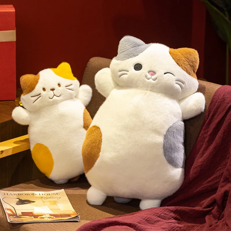 

42 см/60 см Kawaii большой толстый живот Calico Cat плюшевые игрушки мягкие длинные животные кошка подушка для сна подарок на день рождения для детей