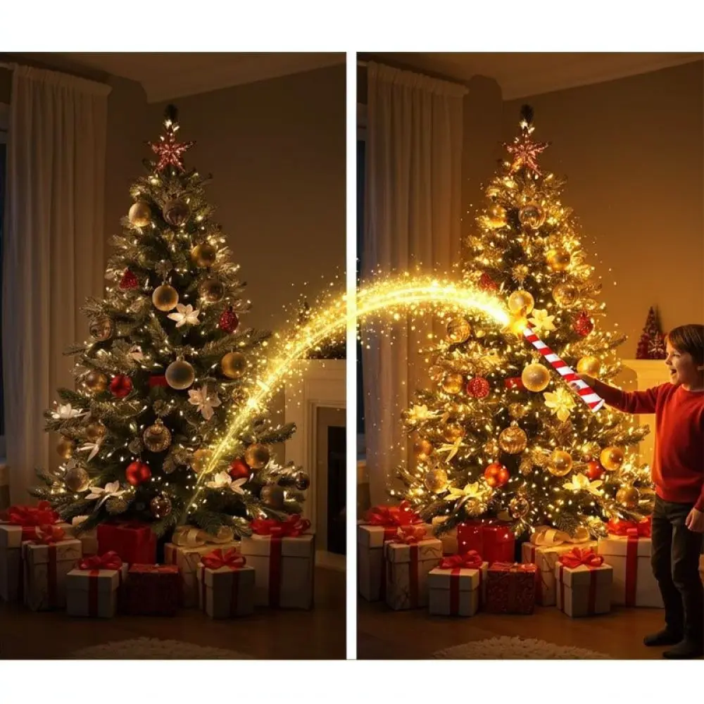 魔法の杖型ホリデーライトコントローラー。持ち運び可能な調光器で、クリスマスなどの装飾用ストリングライトを簡単に設置できます。