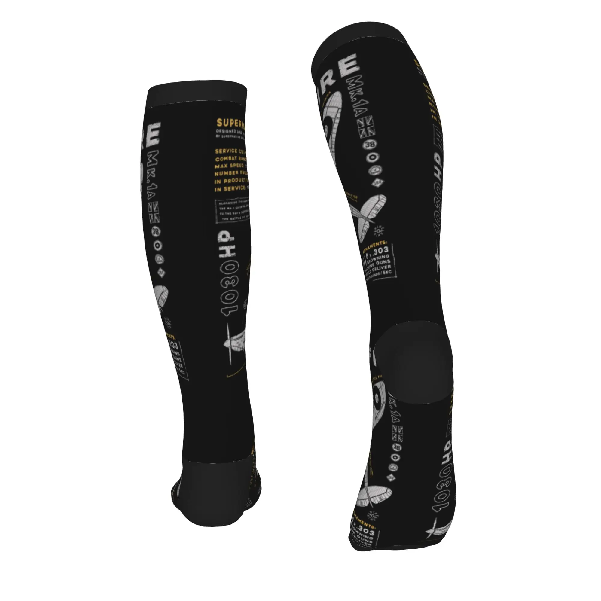 Supermarine Spitfire Dress Socks Men's Women's Warm Novelty Fighter Pilot Aircraft Airplane Plane Sports Compression Socks view 3