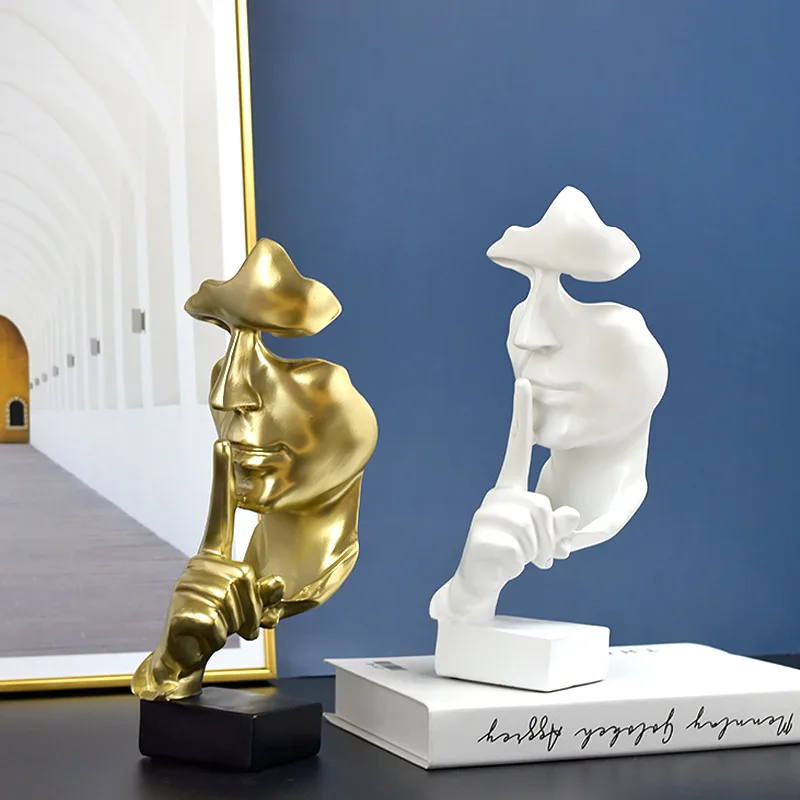 European-style "Silence Is Golden" Series of Abstract Resin Sculptures Decorative Items for Living