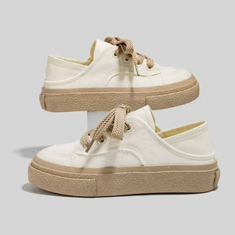 Exclusive Korean Design Women's White Sneakers Release​ Soft Thick Sole Canvas Shoes Breathable Lightweight Student Sneakers view 5