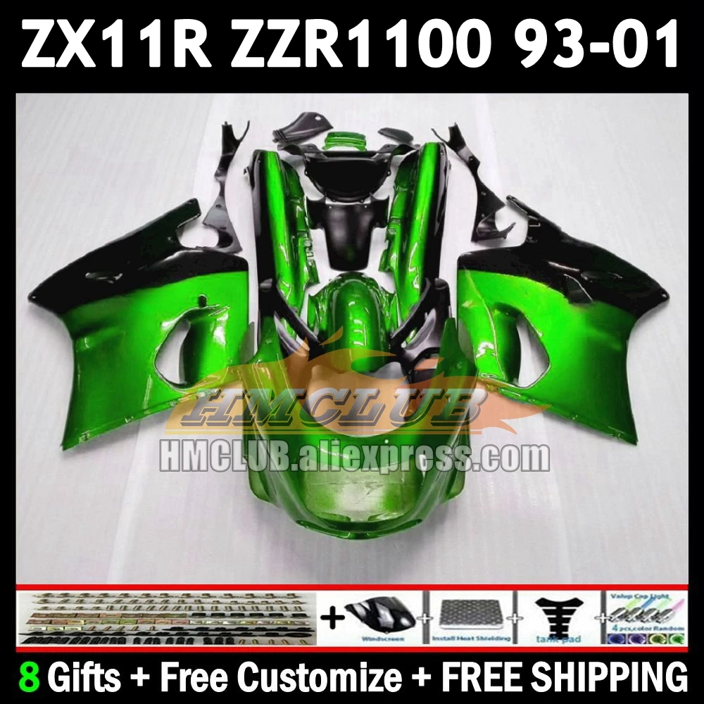 Green Black ZX11 For KAWASAKI NINJA ZX-11R ZZR 1100 ZX 11 11R 174No.70 ZZR1100 ZX11R 93 94 95 96 97 1998 1999 2000 2001 Fairing